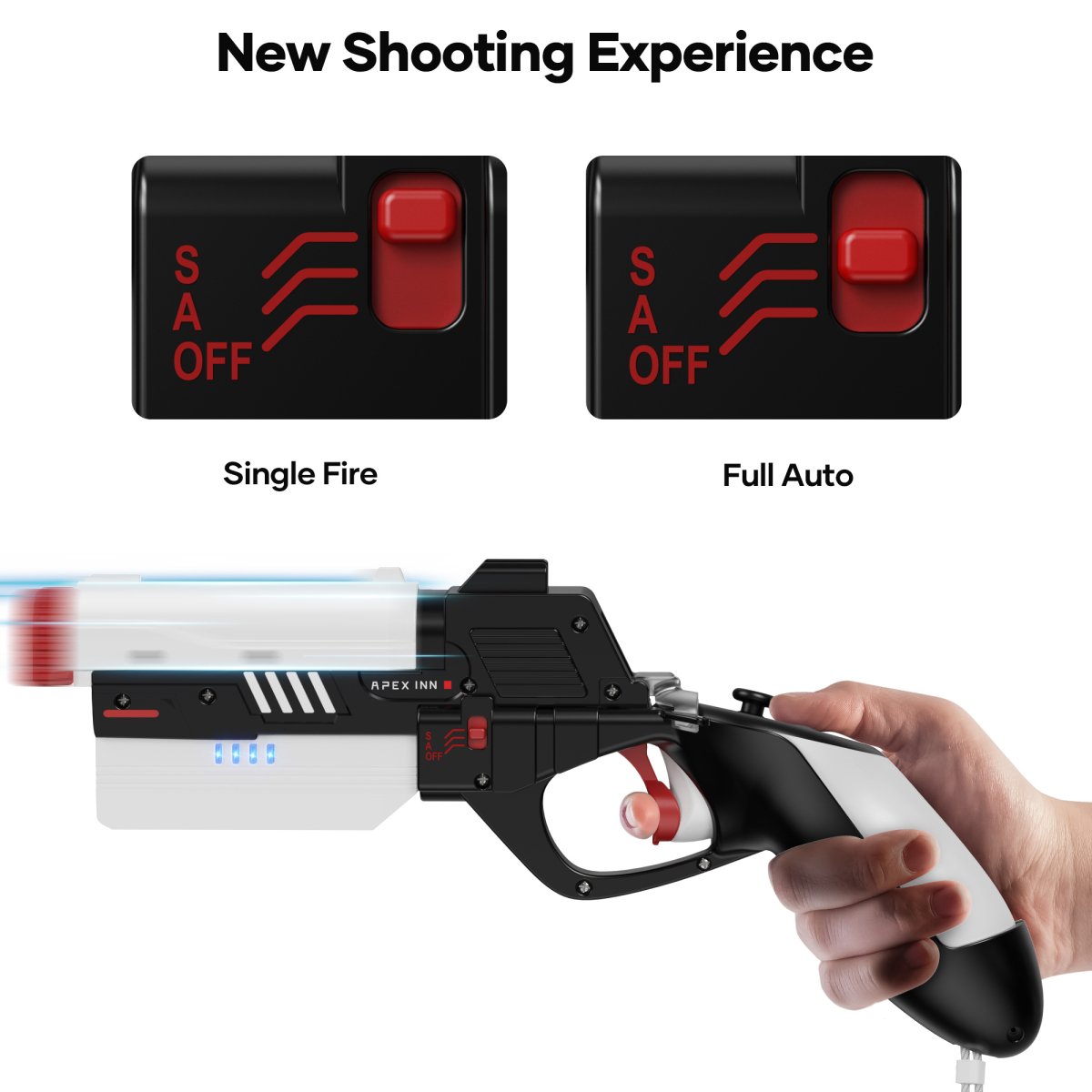 APEX INNO Haptic Controller Grip for Meta Quest 3 / 3S | VR Pistol wit