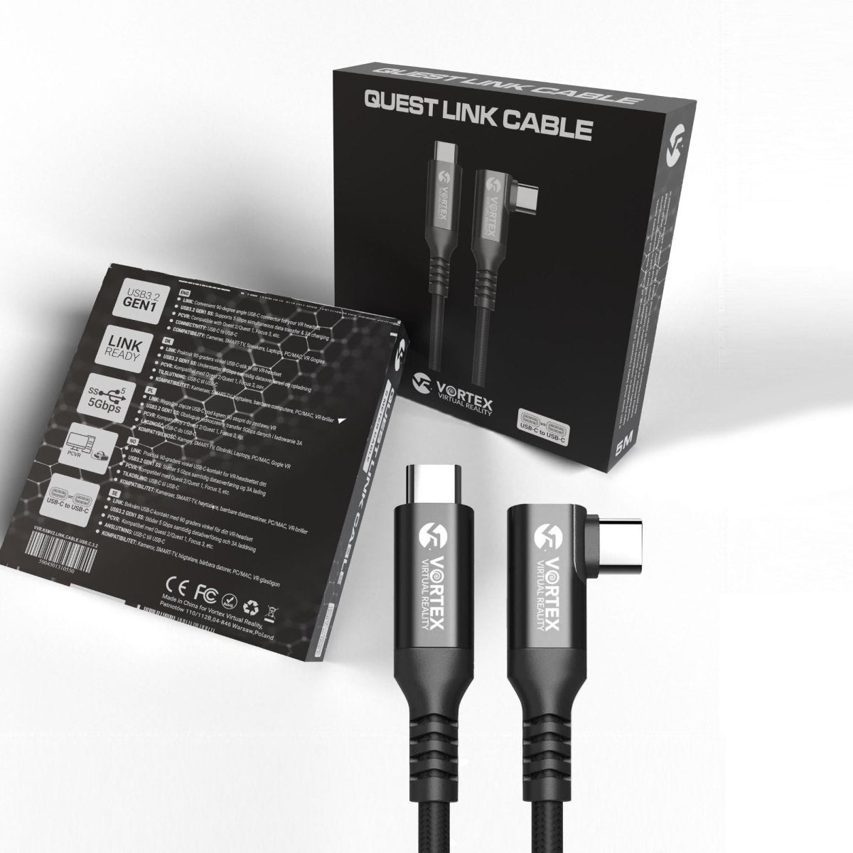 5m cable from VortexVR USB-C to Meta Quest Link to Quest 3S Quest